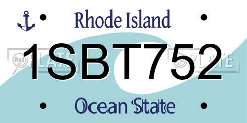 1SBT752 Rhode Island License Plate
