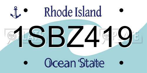 1SBZ419 Rhode Island License Plate