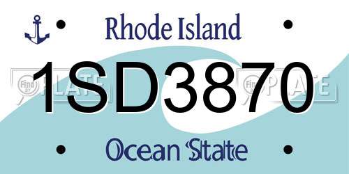 1SD3870 Rhode Island License Plate