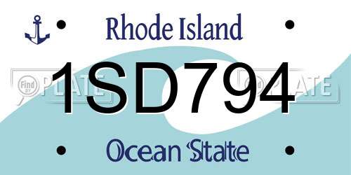 1SD794 Rhode Island License Plate
