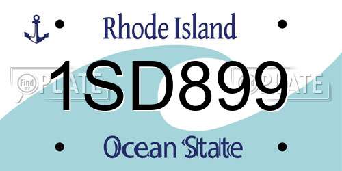 1SD899 Rhode Island License Plate