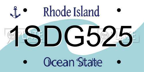 1SDG525 Rhode Island License Plate