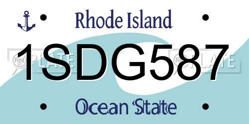 1SDG587 Rhode Island License Plate