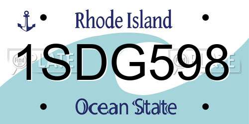 1SDG598 Rhode Island License Plate