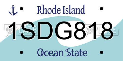 1SDG818 Rhode Island License Plate