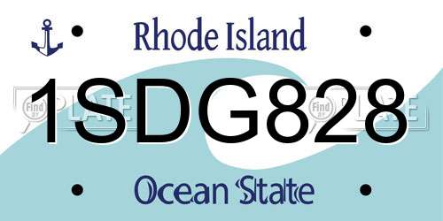 1SDG828 Rhode Island License Plate