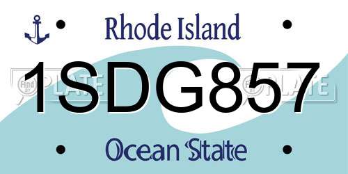 1SDG857 Rhode Island License Plate