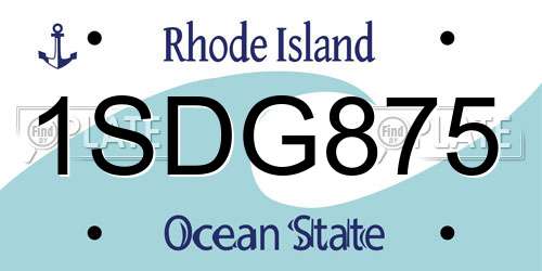 1SDG875 Rhode Island License Plate