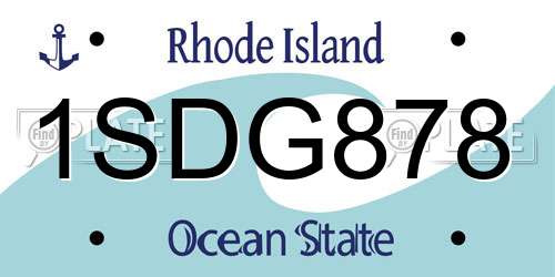1SDG878 Rhode Island License Plate