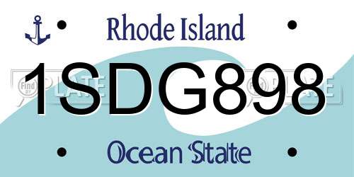 1SDG898 Rhode Island License Plate
