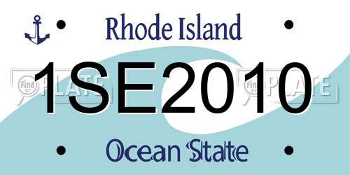 1SE2010 Rhode Island License Plate