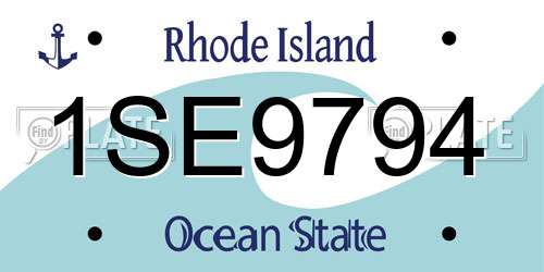 1SE9794 Rhode Island License Plate