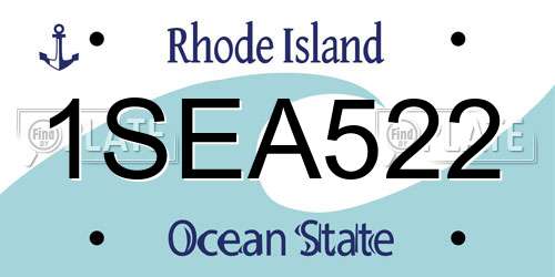 1SEA522 Rhode Island License Plate