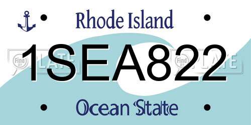 1SEA822 Rhode Island License Plate