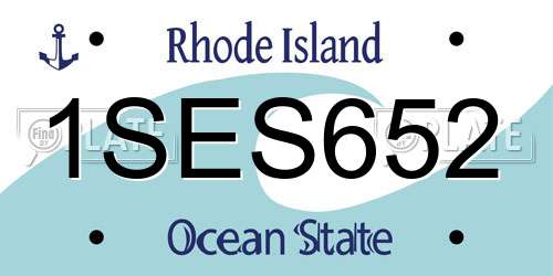 1SES652 Rhode Island License Plate