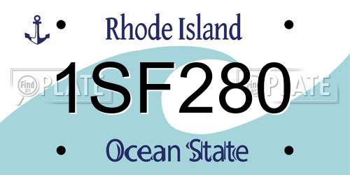 1SF280 Rhode Island License Plate