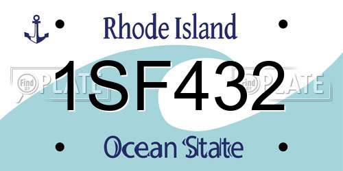 1SF432 Rhode Island License Plate