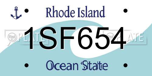 1SF654 Rhode Island License Plate