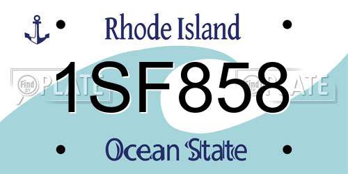 1SF858 Rhode Island License Plate