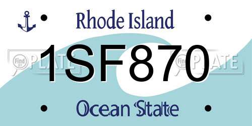 1SF870 Rhode Island License Plate
