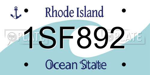 1SF892 Rhode Island License Plate