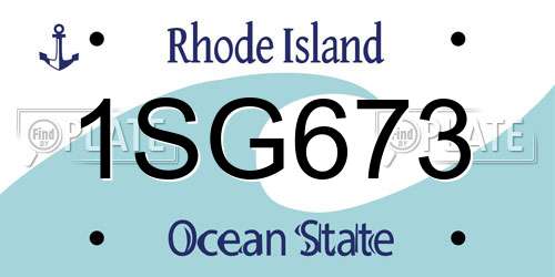 1SG673 Rhode Island License Plate
