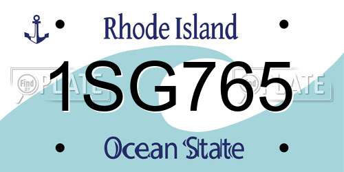 1SG765 Rhode Island License Plate