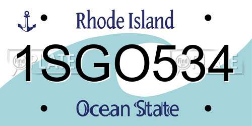 1SGO534 Rhode Island License Plate