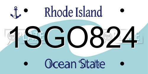 1SGO824 Rhode Island License Plate
