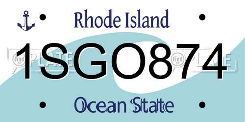 1SGO874 Rhode Island License Plate