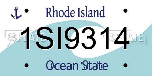 1SI9314 Rhode Island License Plate