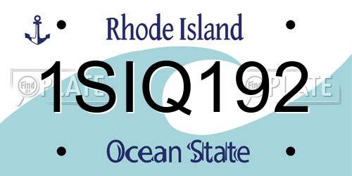 1SIQ192 Rhode Island License Plate