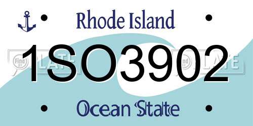 1SO3902 Rhode Island License Plate