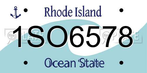 1SO6578 Rhode Island License Plate