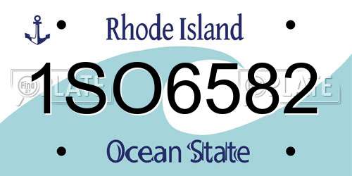 1SO6582 Rhode Island License Plate