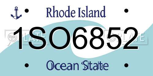 1SO6852 Rhode Island License Plate