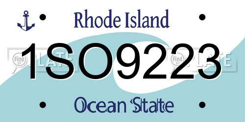 1SO9223 Rhode Island License Plate