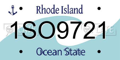 1SO9721 Rhode Island License Plate