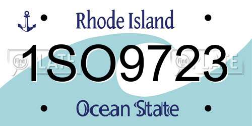 1SO9723 Rhode Island License Plate
