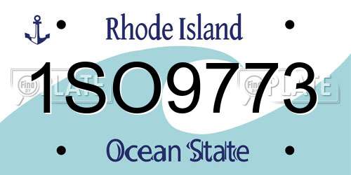 1SO9773 Rhode Island License Plate