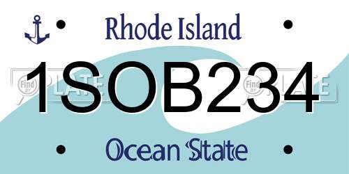 1SOB234 Rhode Island License Plate