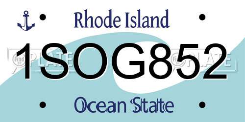 1SOG852 Rhode Island License Plate