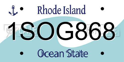1SOG868 Rhode Island License Plate