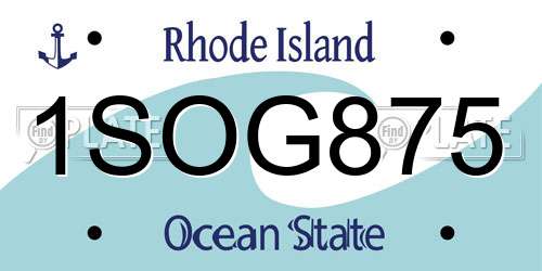 1SOG875 Rhode Island License Plate