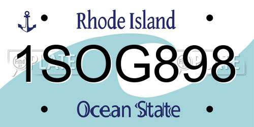 1SOG898 Rhode Island License Plate