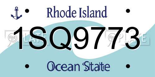 1SQ9773 Rhode Island License Plate