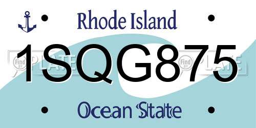 1SQG875 Rhode Island License Plate