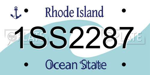 1SS2287 Rhode Island License Plate
