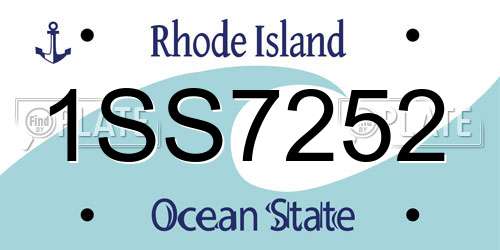 1SS7252 Rhode Island License Plate