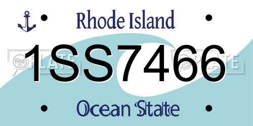 1SS7466 Rhode Island License Plate